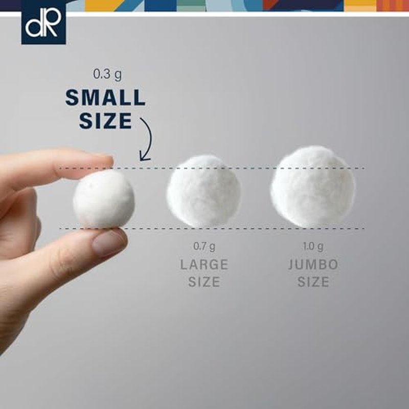 DecorRack 600 ct Small Cotton Balls - 100% Pure Hypoallergenic Cotton