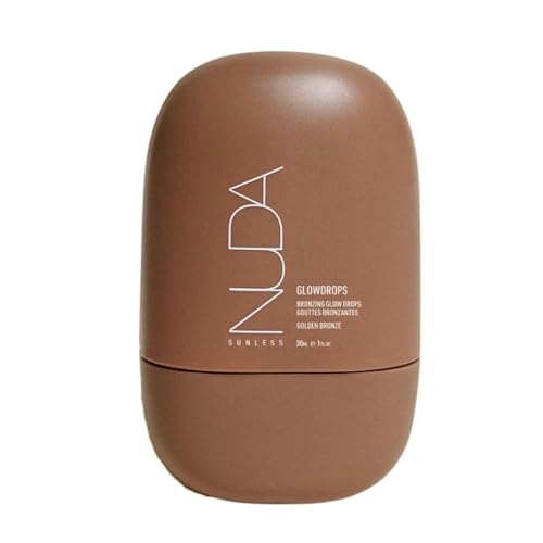 Nuda GlowDrops Face Bronzer Serum with Squalene & Moringa - Lightweight, Buildable, Vegan Liquid Bronzer