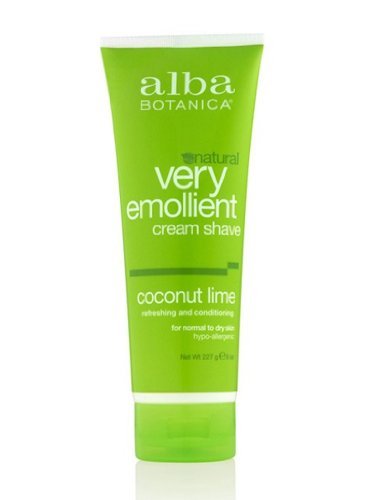 Alba Botanica Coconut Lime Very Emollient Cream Shave, 8 Ounce Bottles (Pack of 4)