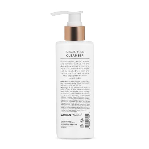 Argan Magic Hydrates & Calms Argan Milk Cleanser - Gently Cleanses and Removes Built-Up Oil and Dirt | Hydrates, Calms, and Soothes | Paraben Free, Cruelty Free, Made in USA (8 Fl Oz)