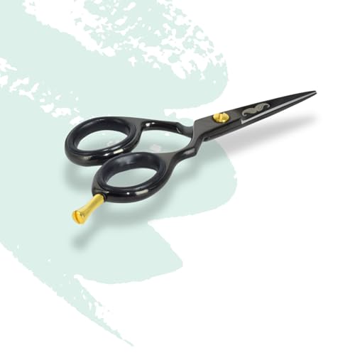 Rounded-Tip Trimming Scissors for Men ? Stainless Steel High Carbon Beard, Mustache, and Ear Hair Grooming Scissor (Black-Pointy-Tip)