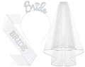3Pcs Bride to Be Headband with Veil & Sash Set