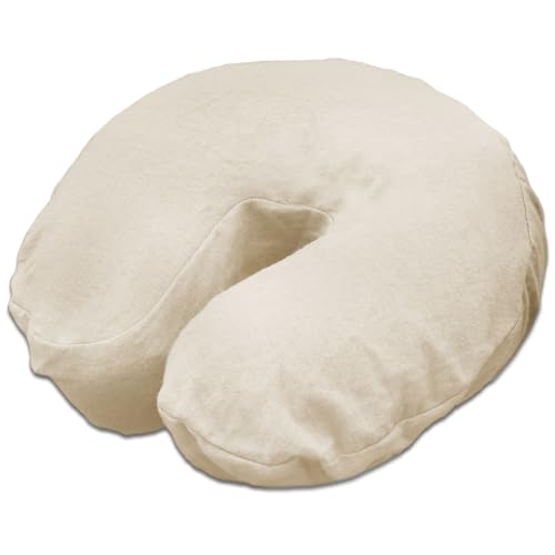 Body Linen Flannel Massage Face Rest Covers - 100% Cotton 10-Pack (Natural)