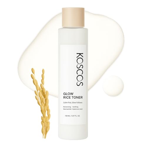 Glow Rice Toner, Milky Rice Water + 5-Layer Hyaluronic Acid Complex + Niacinamide, Korean Skin Care Moisturizing & Soothing Toner for Glowing Skin, 150ml / 5.07 fl.oz