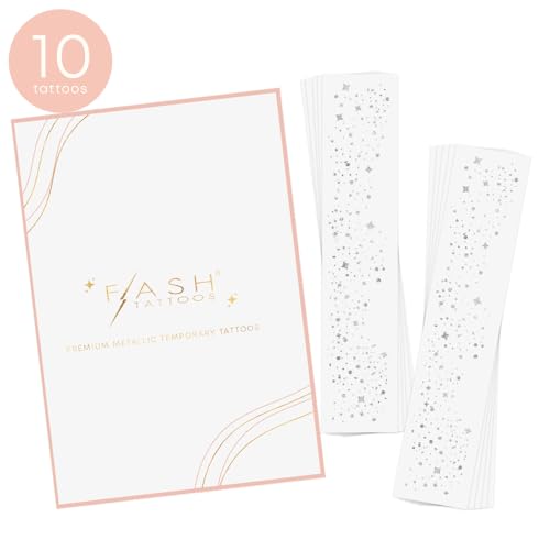 GALACTIC SILVER FACE FRECKLES set of 10 premium festival waterproof temporary metallic silver foil face Flash Tattoos | silver freckles, metallic face flash, face shimmer, freckles
