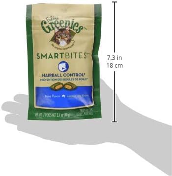 Greenies American Distribution & Mfg 10140G Feline Smartbites Cat Treats, Tuna, Hairball Control, 2.1-oz. - Quantity 1212