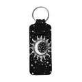 Bulopur Sun and Moon Lip Balm Holder Keychain Black Chapstick Holder Lipstick Sleeve Lip Gloss Tube Holder with Metal Ring Travel Accessories