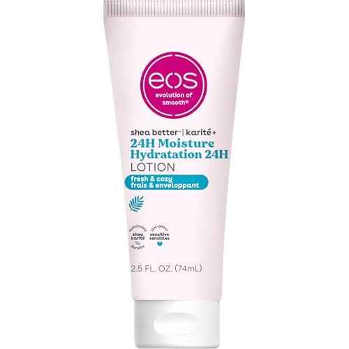eos 24H Moisture Travel Body Lotion- Fresh & Cozy, Travel Size Essential, Toiletries, Mini Body Lotion, 2.5 fl oz