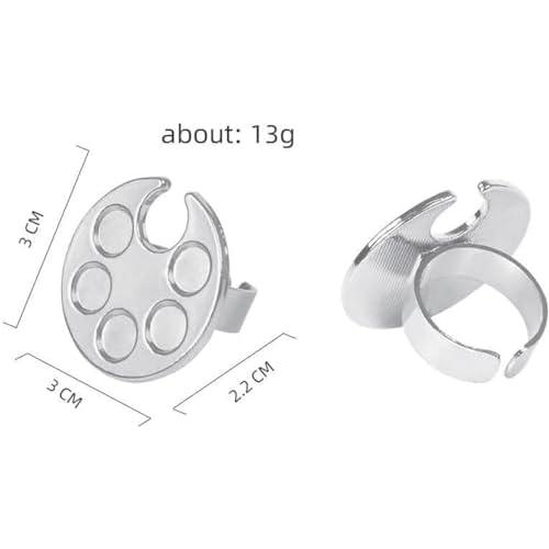 Silver Mini Manicure Palette Metal Paint Palette Finger Rings Nail Art Tools, Makeup Palettes, Nail Art Palette, Nail Art Tools