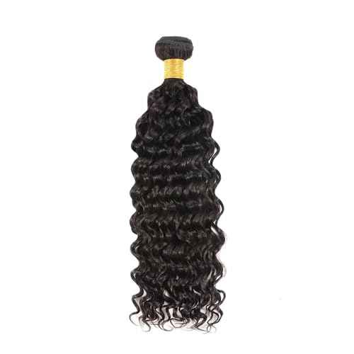 Deep Wave Bundles Human Hair 34 Inch Color #1B Natural Black Single Bundle Brazilian Virgin Human Hair Bundles Deep Wave 100g Per 1 Bundle Remy Hair Extensions For Black Woman