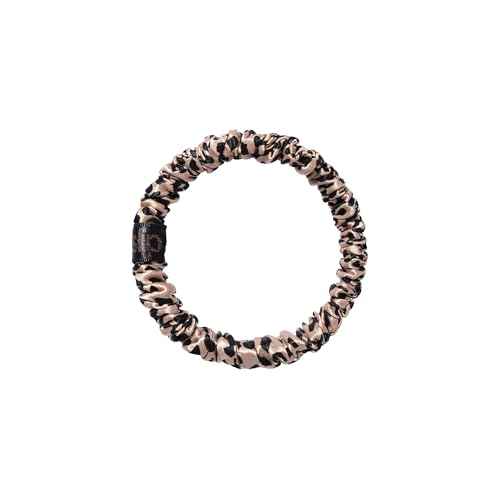 SLIP Skinny Scrunchie, Rose Leopard |Pure Silk Skinny Scrunchie | 100% Mulberry Silk, Anti-Crease, Gentle on Hair, Reduces Breakage | Stylish & Durable, Amazon Exclusive