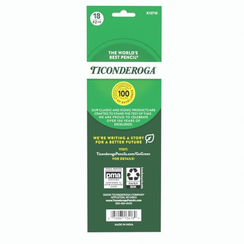 Ticonderoga Pre-Sharpened Wooden Pencils Arctic Blue 18 Count