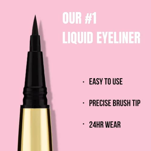 Rouge & Rogue Waterproof Liquid Eyeliner – Ultra Black, Precision Brush Tip