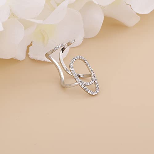 Silver Rhinestone Punk Nail Ring for Women
