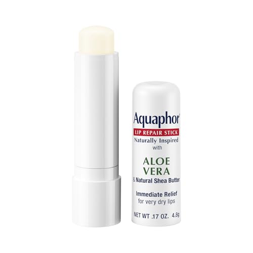 Aquaphor Naturally Inspired Lip Repair Stick with Aloe Vera and Natural Shea Butter,Hydrating Lip Balm Immediately Relieves Dryness,0.17 Oz Stick,(Pack of 2)