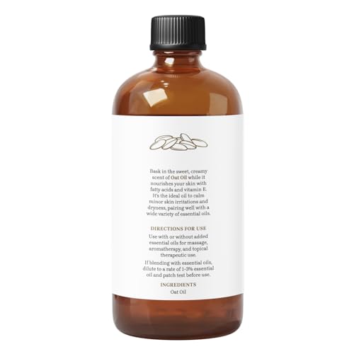 Oat Oil - Premium Undiluted Carrier Oil | for Skin, Face, Body, Hair Revitalization | Vegan & Cruelty Free (16 Fl Oz)