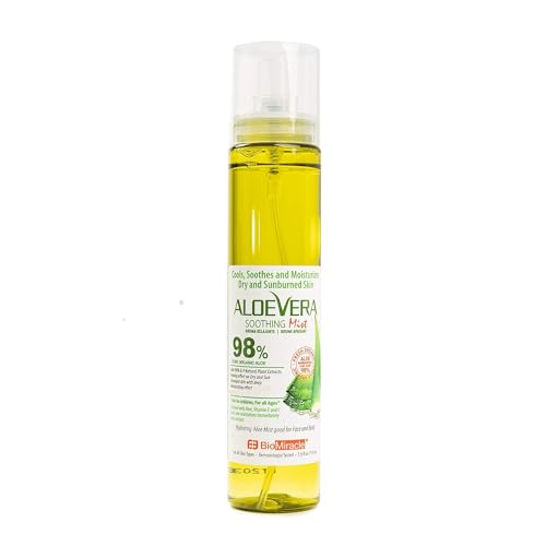 BioMiracle Aloe Vera Soothing Mist with 9 Natural Plant Extracts for Deep Hyration - 1 Spray Bottle, 3.9 FL Oz