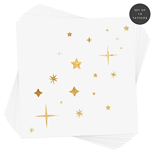 TWINKLE AND SHINE set of 10 metallic temporary Tattoos | Night Out Face Jewels | premium waterproof holiday jewelry foil Flash Tattoos, Party Favors, Party Supplies, Holiday parties