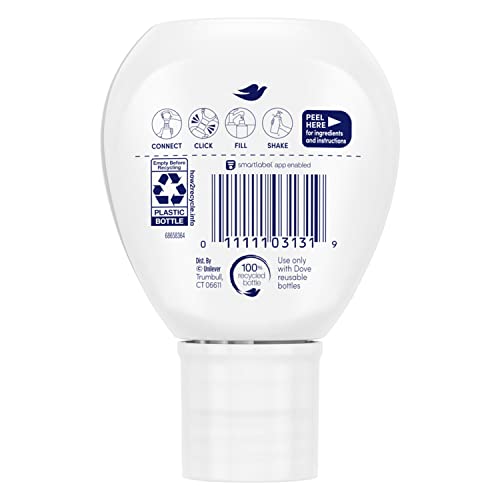 Dove Body Wash Aluminum Reusable Bottle and Concentrate Refill (2x) Starter Kit for Instantly Soft Skin Shea and Warm Vanilla for Skin Care and Lasting Nourishment 4oz (makes 16oz)