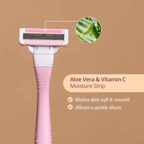 Carmesi Women¡¯s Body Razor | Reusable Razor with 4 Swedish Stainless Steel Blades | Aloe Vera & Vitamin C Strip | Smooth, Painless Hair Removal for Legs, Arms, Bikini Area | Pack of 1