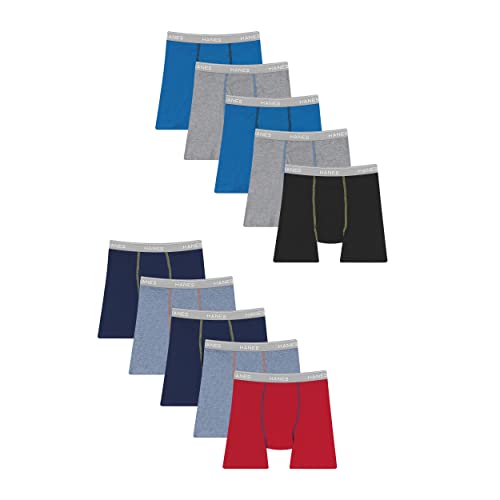 Hanes Boys' and Toddler Underwear, Comfort Flex and ComfortSoft Boxer Briefs, Multiple Packs Available, Grey/Blue/Black/Red-10, Small