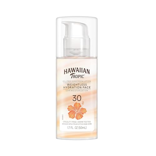 Hawaiian Tropic Weightless Hydration Clear Spray Sunscreen SPF 30 & Weightless Hydration Lotion Sunscreen for Face SPF 30, 1.7oz | Travel Size Sunscreen, Oil Free Face Sunscreen