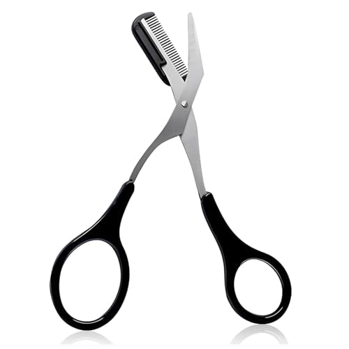 Professional Eyebrow Trimmer Scissors with Comb - Non-Slip Grip for Men & Women