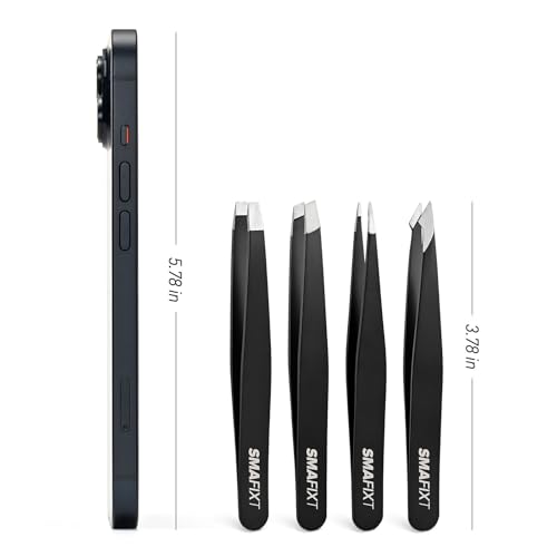 Professional Stainless Steel Eyebrow Tweezers Set - 4 Pack for Facial Grooming