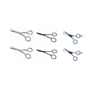 Mustache Scissors 6 Piece Set - 2 Straight (4.7 inches each), 2 Curved (4.5 inches each) and 2 Straight with Finger Rest (4.2 inches each)