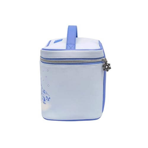 Impressions Vanity Peanuts SNOOPY Winter Makeup Train Case with Artwork, Top Handle Carry Strap Makeup Bag with Slip Pocket, Brush Holder Pocket and Silver Hardware Travel Makeup Organizer for Women