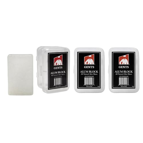 G.B.S Alum Block for Shaving - 1 Ounce Pack of 3 with Travel Case - Razor Burn Relief & Bleeding Stopper