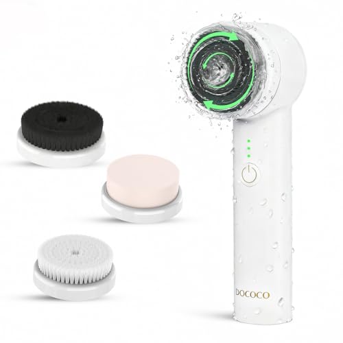 Facial Cleansing Brush, Electric Face Scrubber with 2 Rotational Directions, 3 in 1 Facial Brushes for Cleaning and Exfoliating, 3 Speeds Adjustable, Waterproof Face Wash Brush for Men Women