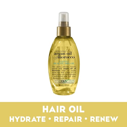 OGX Argan Oil Dry Oil Spray for Frizz & Split Ends, 4 Fl Oz