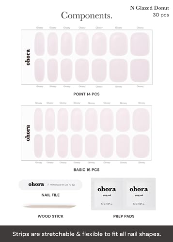 ohora Semi Cured Gel Nail Strips - N Glazed Donut, 30 Pieces