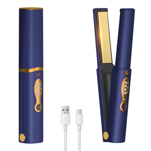 Cordless 2-in-1 Hair Straightener & Curler - Portable Travel Flat Iron with Titanium Plates