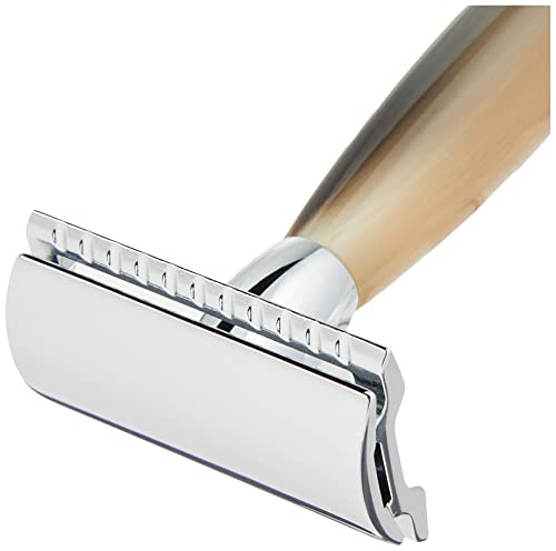 Merkur Merkur Razor Set 3-pieces (Razor 27 001, Brush, Stand), Bright Chrome, Cow Horn, 1 ct.