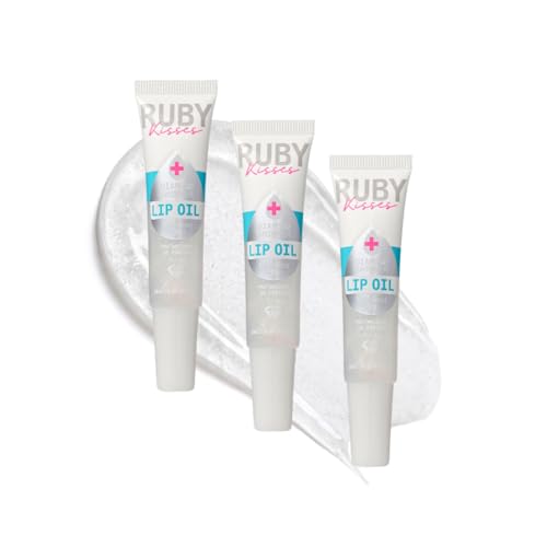 Ruby Kisses Hydrating Lip Oil Gloss with Diamond Shimmer 3 Pack