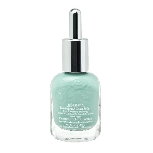 Nailtopia - Plant-Based Chip Free Nail Lacquer - Non Toxic, Bio-Sourced, Long-Lasting, Strengthening Polish - I Sea You (Seafoam Green) - 0.41oz