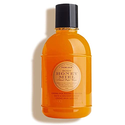 Perlier Sweet Honey Miel Shower & Bath Cream - Nourishing & Soothing Luxury Bath Cream Made With 100% Organic Italian Honey For Deep Moisturization And Hydration (33.8 Fluid Oz.)