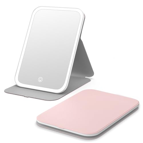 Kintion LED Travel Makeup Mirror, 60 Lights, 3-Color Dimmable