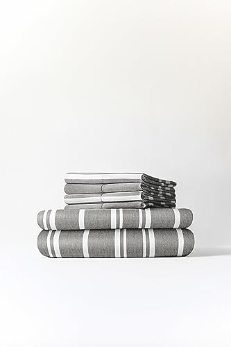 Twin 4 Piece Sheet Set - Breathable & Cooling Bed Sheets - Hotel Luxury Bed Sheets for Women, Men, Kids & Teens - Bedding w/ Deep Pockets & Easy Fit - Soft & Wrinkle Free - Twin Grey Stripes Sheets