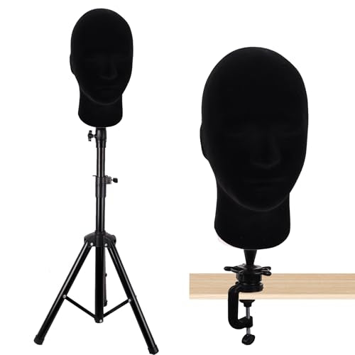 Black Velvet Foam Mannequin Head for Wig Display & Styling
