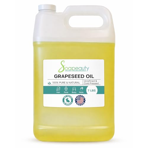 GRAPESEED OIL Cold Pressed Unrefined | 100% Natural Available in Bulk | Carrier for Essential Oils, Face, Skin, Hair Moisturizer, Soap Making | 7 LBS