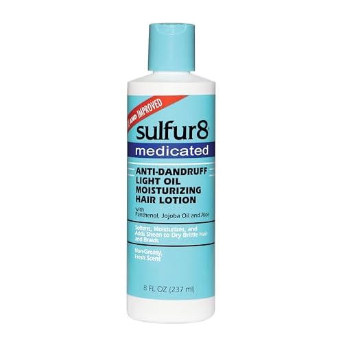 Sulfur 8 Medicated Anti-Dandruff Oil Moisturizing Hair Lotion for Dry Scalp Relief, Lightweight Daily Scalp Treatment & Itch Control, 8 Fl Oz