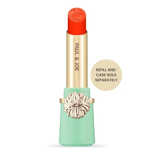 Paul & Joe Moisturizing Lipstick Refill Only, Case Sold Separately, Long Lasting Lipstick for Highly-Pigmented Lip Color, 15 Tropical Girl - Summery Sunrise Orange Lip Stick, 0.10 oz