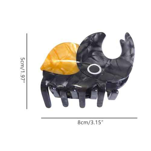 Funny Rhinoceros Beetle Hair Clip,Acetate Hair Clip,Small Claw Clip for Women, 1 Count (Pack of 1)