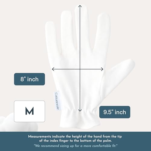 Cottonnerie 100% Cotton Moisturizing Gloves for Dry Hands