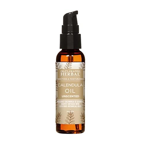Ora's Amazing Herbal Calendula Oil with Licorice, Jojoba, Fragrance Free, Unscented, Facial Cleansing, Moisturizing, Eczema & Sensitive Skin, Cold Pressed Oils, Recycled Plastic, 2 oz Travel Size