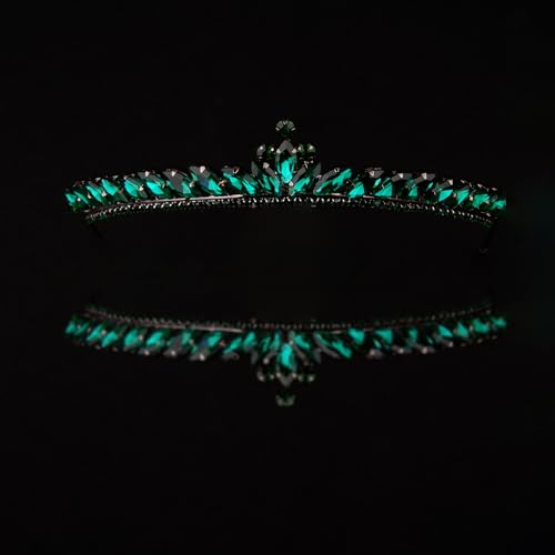 LIMELIA Handmade Slim Green Tiara for Women ? Glitter Crown for Henna, Wedding, Prom, Birthday, Pageant, Halloween & Christmas | Crystal Headpiece ? Slim Design