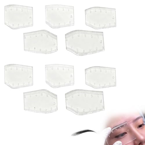 10-Piece Eyebrow Ruler Kit - Transparent Shaping Stencils